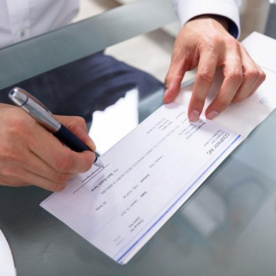 signing a check signing a check